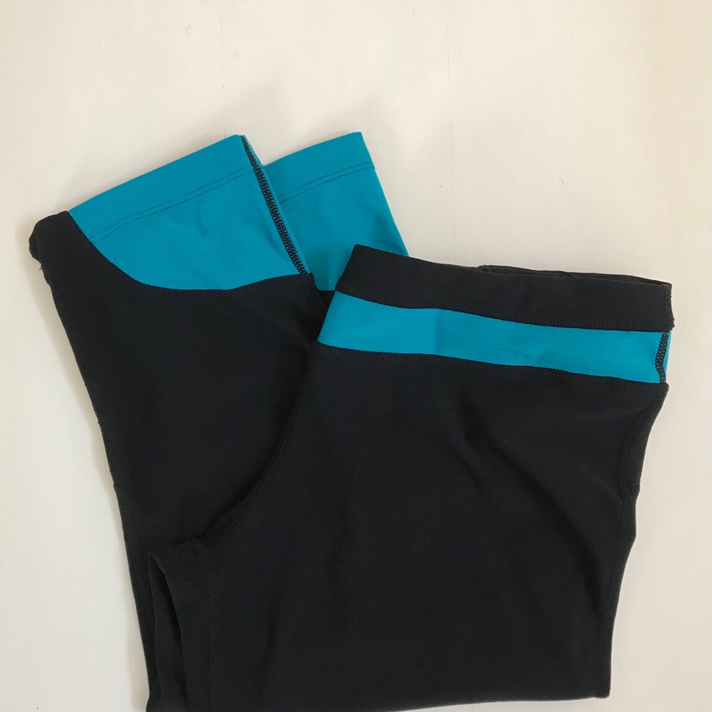 MPG Athletic Leggings Capri Black Turquoise Size M - Picture 4 of 6